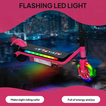 AIYAPLAY Electric Scooter for Kids Aged 6-14 Years, with Colourful Lights, Pink