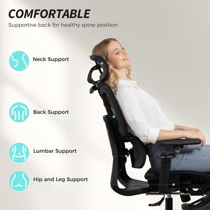 HOMCOM Ergonomic Office Chair, High Back Mesh Desk Chair, Black