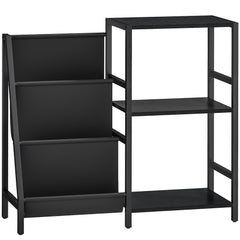 HOMCOM 3-Tier Record Player Stand, End Table for Living Room, Bedroom - Black Wood Effect