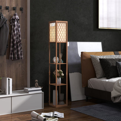 HOMCOM Three-Shelf Standing Lamp - Natural