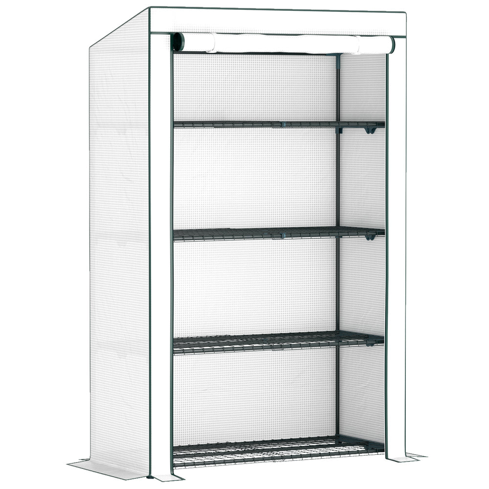 Outsunny Four-Tier Mini Greenhouse - Green/White