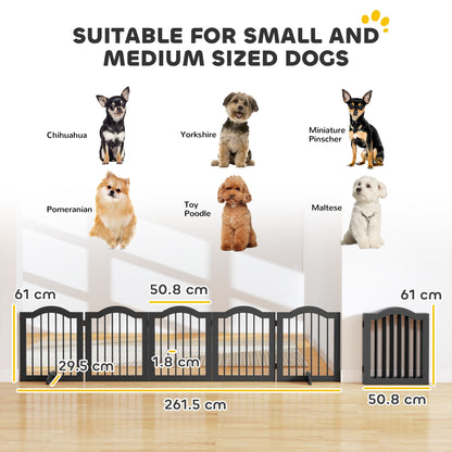 PawHut Wooden Foldable Dog Gate Panel Pet Fence Freestanding Safety Barrier for the House, Doorway, Stairs (Black)