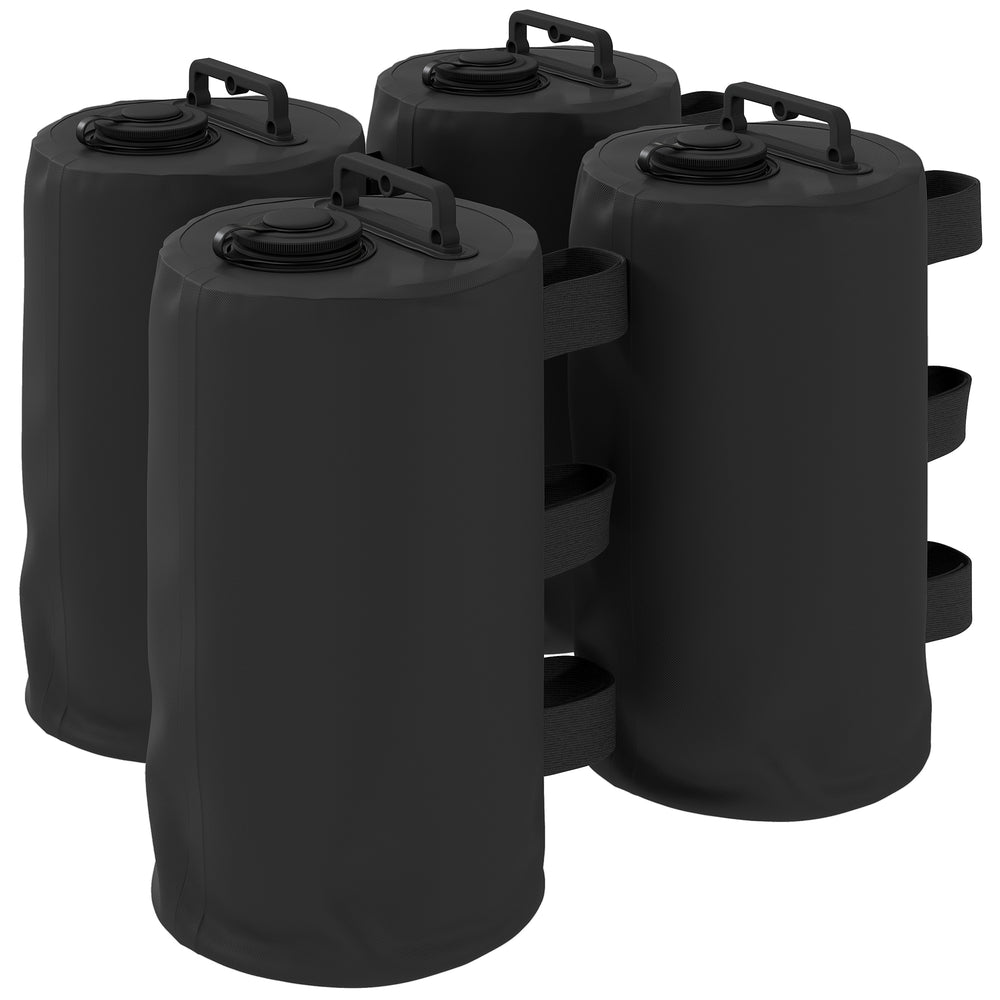 Outsunny Set of 4 Gazebo Weights Sand Bags, Gazebo Water Weights Bags with Carry Handles for Garden Marquee, Parasol, Black