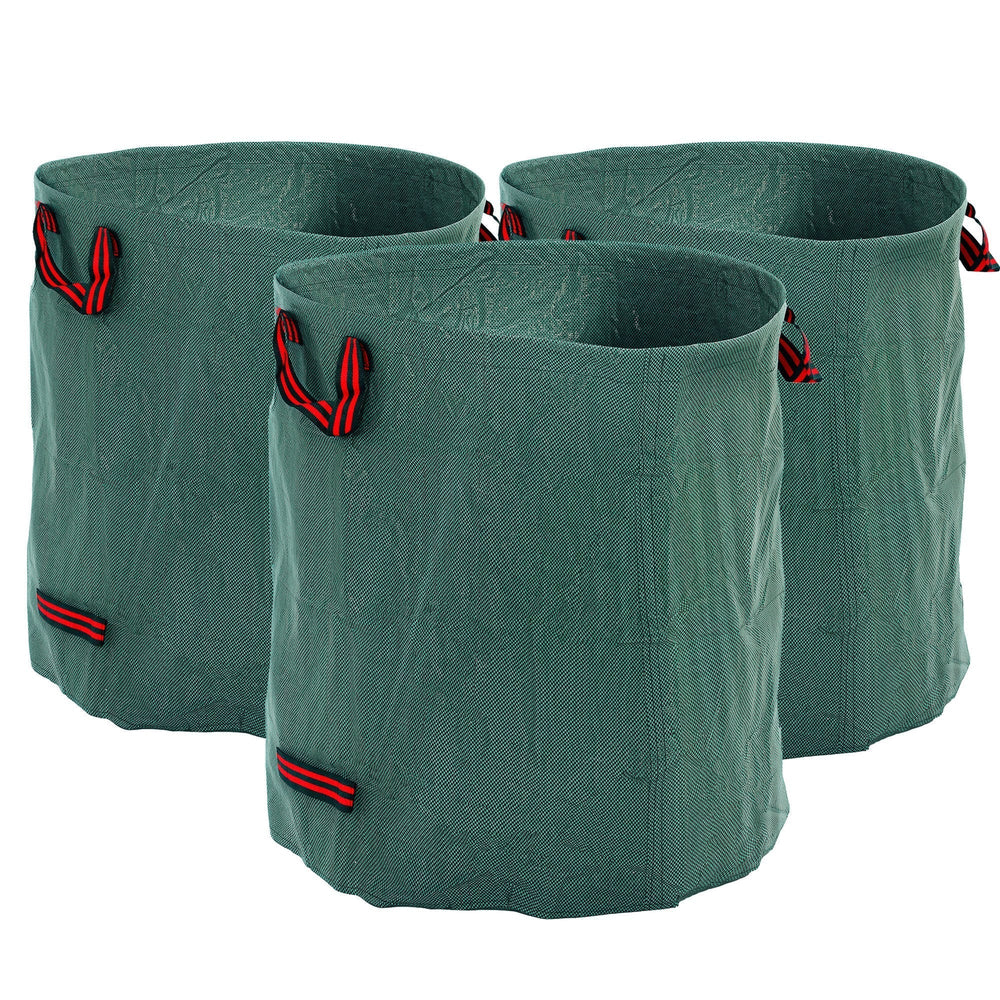 Outsunny Garden Waste Bags, 272L x 3 Heavy Duty Garden Bags, Foldable and Reusable Waste Sacks with Handles for Loading Leaf, Trash, Debris, Green