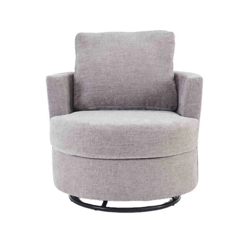 Chenille Swivel Recliner with Back Cushion, Thick Foam Pad, 360° Rotation, 78.5x83x86 cm, Light Grey