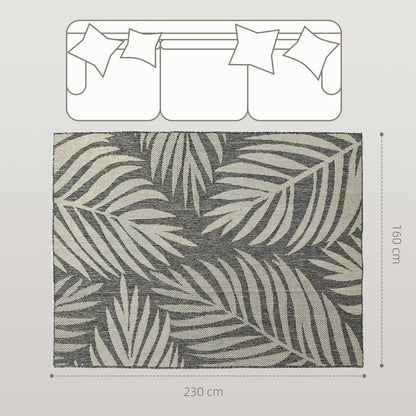 HOMCOM UV Resistant Indoor & Outdoor Area Rug, Easy-Cleaning Machine Washable Rug for Patio, Garden, Kitchen, Bathroom or Living Room, 230 x 160 cm, Grey