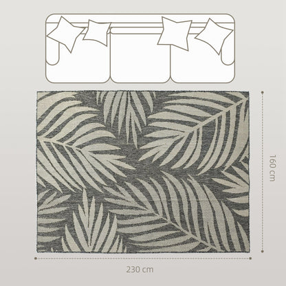 HOMCOM UV Resistant Indoor & Outdoor Area Rug, Easy-Cleaning Machine Washable Rug for Patio, Garden, Kitchen, Bathroom or Living Room, 230 x 160 cm, Grey