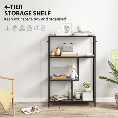 HOMCOM 4-Tier Bookshelf with Open Shelves - Charcoal Grey