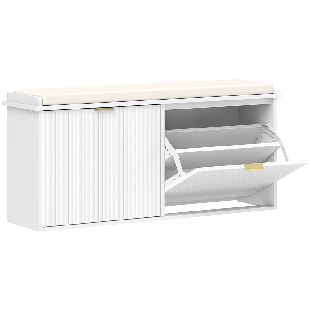 HOMCOM Elegant Ten Shoe Bench, with Top Seat - White