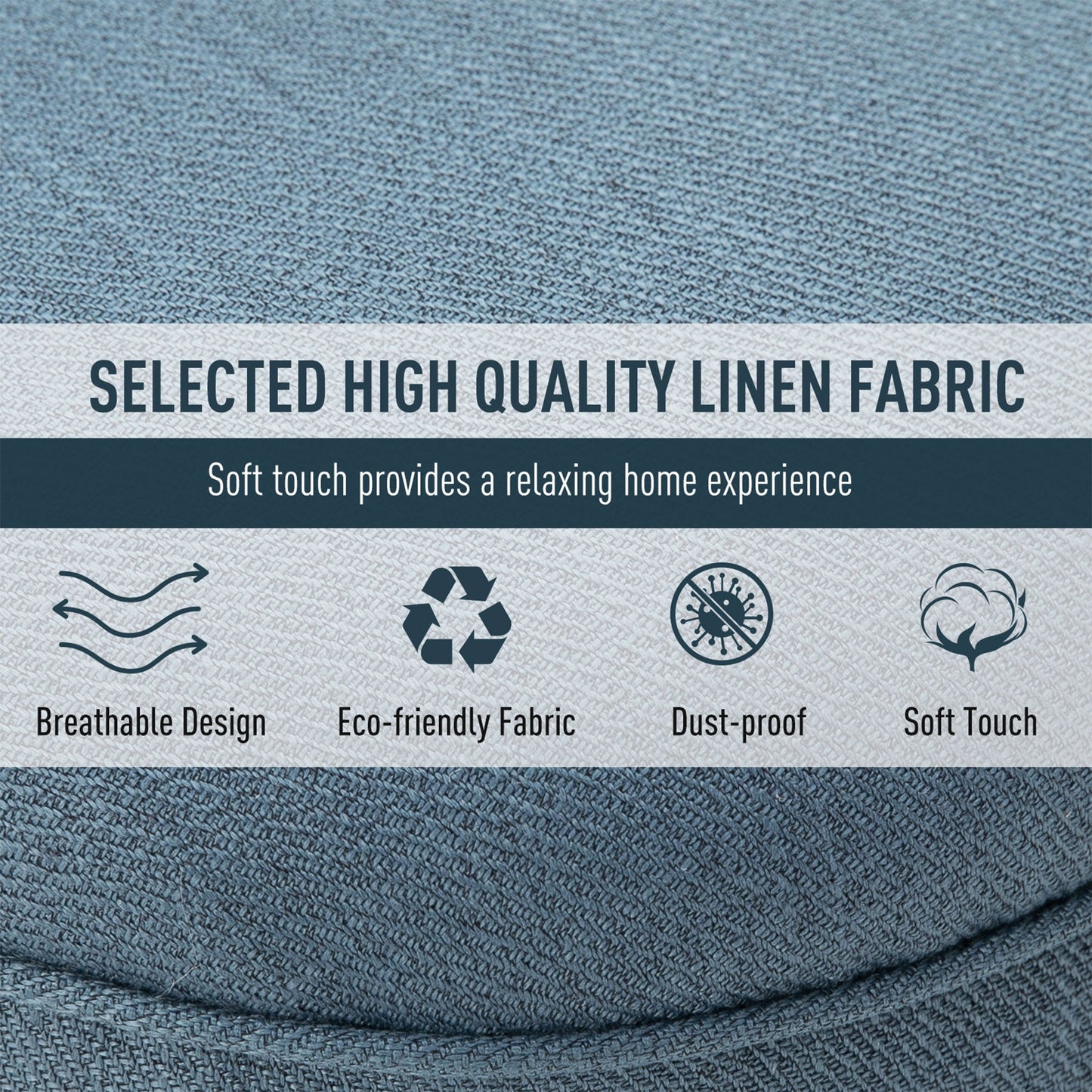 HOMCOM Tub Chair, Armless Single Sofa, Modern Button Tufted Armchair, Upholstered Linen Fabric Longue Accent Chair for Living Room, Bedroom, Set of 2, Blue