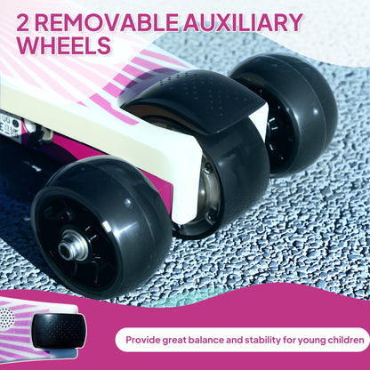 AIYAPLAY Electric Scooter for Kids Aged 4-7 Years, with Flashing LED Lights, Rear Auxiliary Wheels, Purple