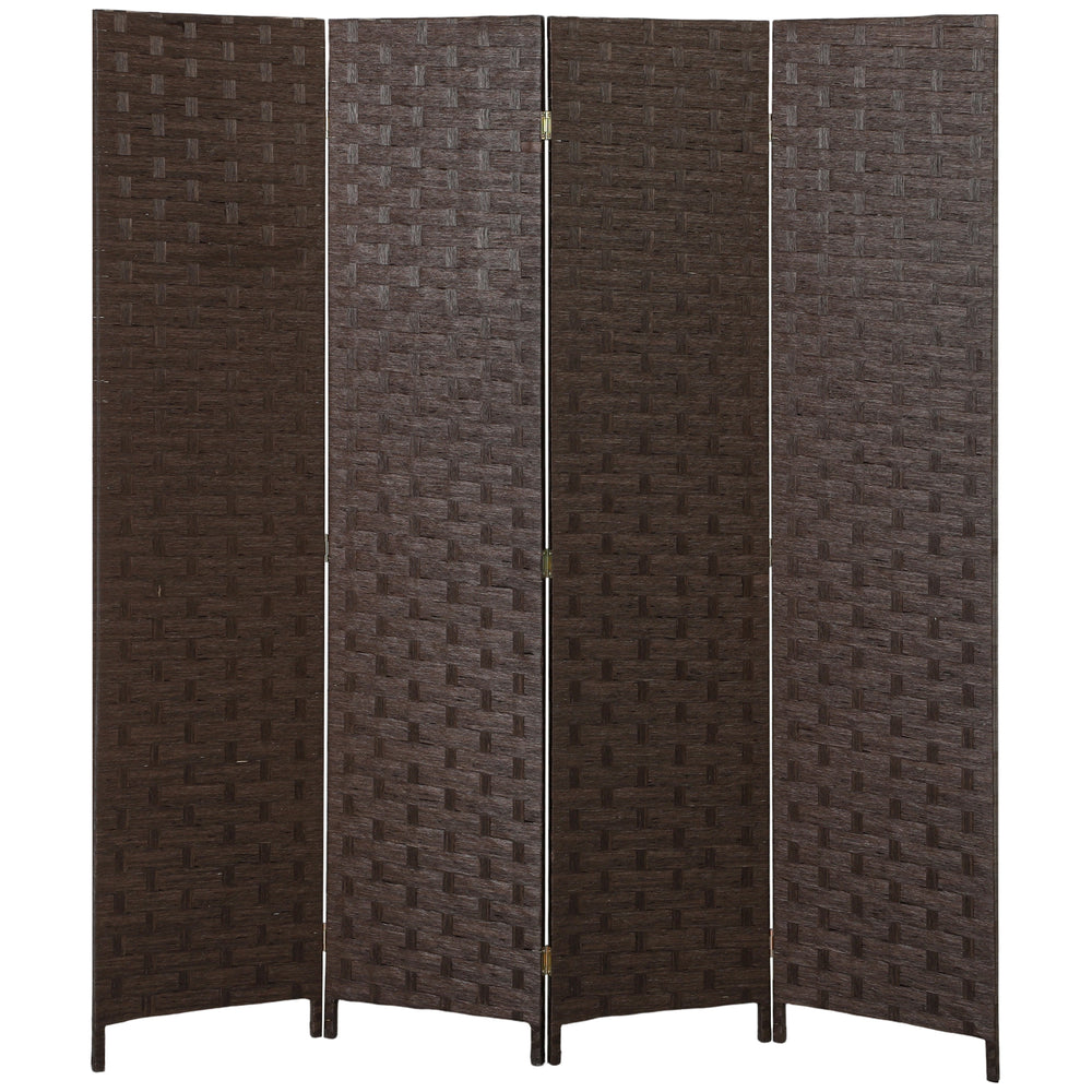 HOMCOM Wave Fibre Freestanding Folding Privacy Screen Panels, Room Divider, Dark Brown
