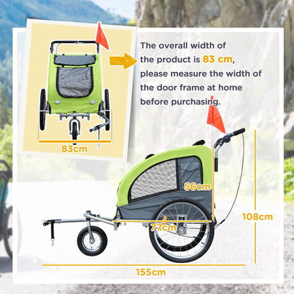 PawHut Dog Bike Trailer Pet Stroller Cart Carrier for Bicycle 360 degrees Rotatable with Reflectors 3 Wheels Hitch Coupler Push/ Pull/ Brake Water Resistant Green