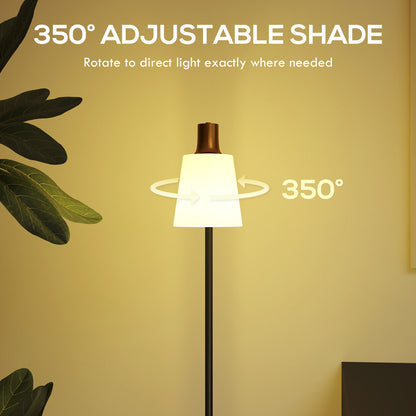 HOMCOM Floor Lamp with 350Â° Rotatable Head, Modern Standing Lamp with 3000K/4000K/6500K Colour Temperatures for Living Room Bedroom Office, Black