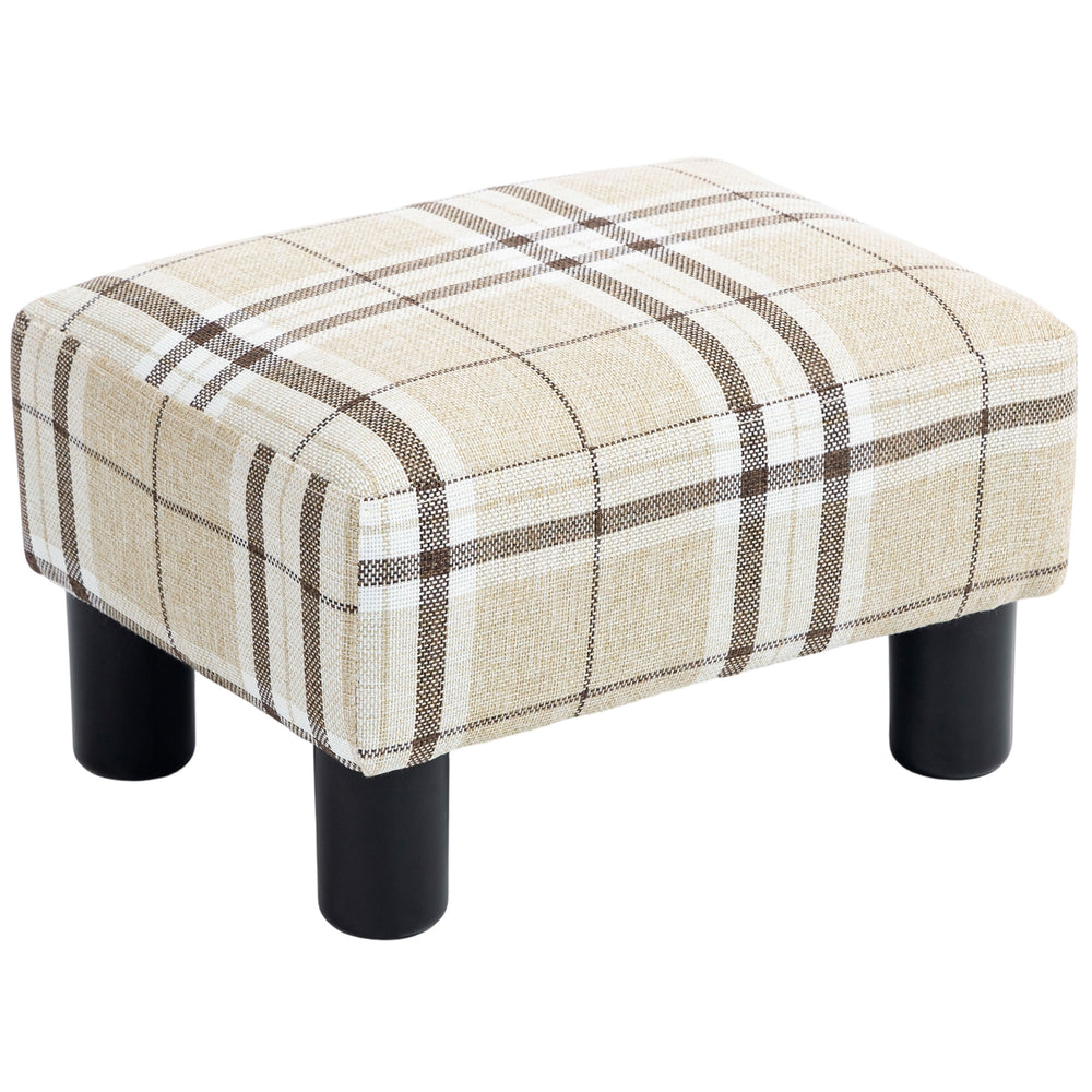 HOMCOM Linen Fabric Footstool Ottoman Cube with 4 Plastic Legs, Multi-colored