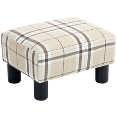 HOMCOM Linen Fabric Footstool Ottoman Cube with 4 Plastic Legs, Multi-colored
