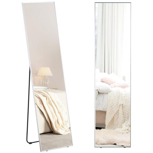 HOMCOM Full Length Mirror Wall-Mounted, 160 x 40 cm Freestanding Rectangle Dressing Mirror for Bedroom, Living Room, Black Frame