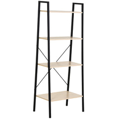 HOMCOM Ladder Shelf, Bookshelf, 4-Tier Industrial Storage Rack for Living Room, Bedroom, Kitchen, Oak and Black