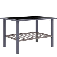 Outsunny Outdoor Rattan Coffee Table with Tempered Glass Top, Storage Shelf, Foot Pads, for Patio, Balcony, Mixed-grey