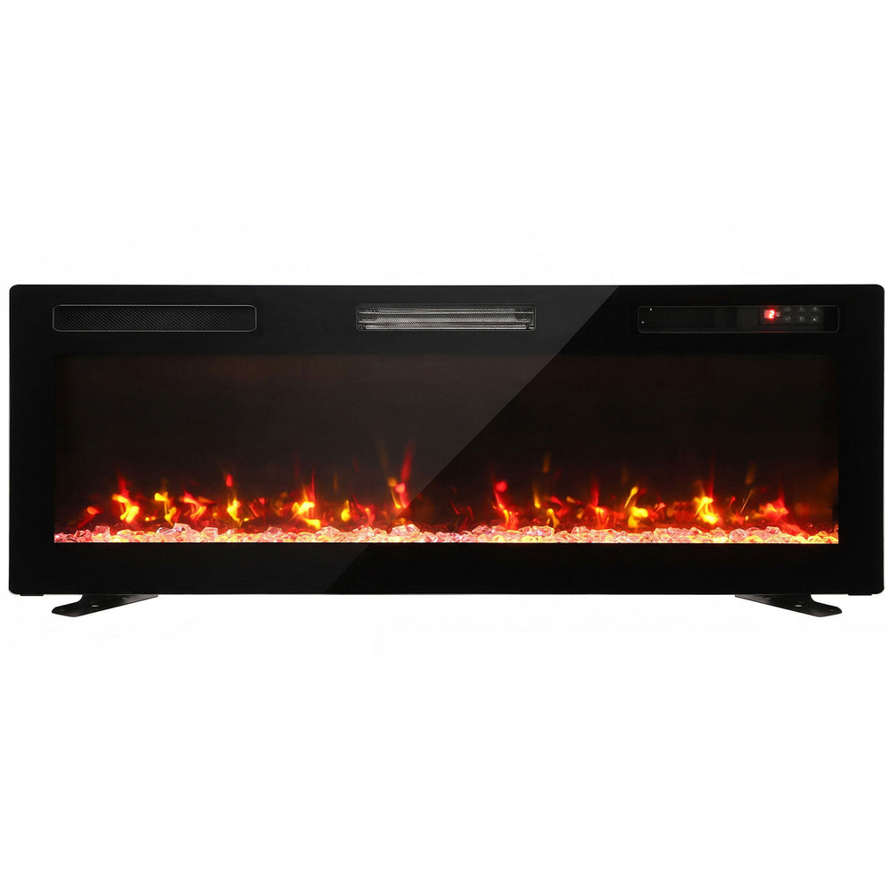 HOMCOM Ultra-Thin Electric Fire Wall Mounted/Recessed/Freestanding 127cm/50" Electric Fireplace with 12 Colours, 5 Brightness
