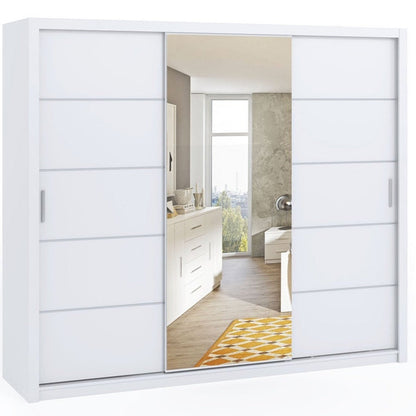 Bonito Sliding Door Wardrobe with Mirror - 250 White