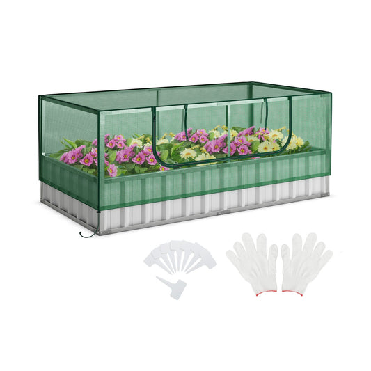 174 x 90 x 70 cm Galvanized Raised Garden Bed with Cover