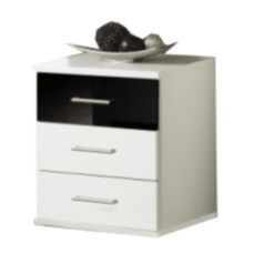 Gema 3 Drawer Bedside Chest - White and Black Gloss