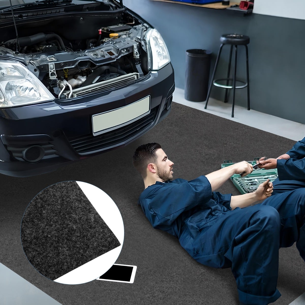 253 x 221 cm Reusable and Washable Garage Floor Mat Includes Double Sided Tape