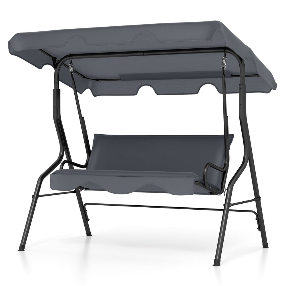 Garden Patio Metal Swing 3 Seater Lounger-Grey