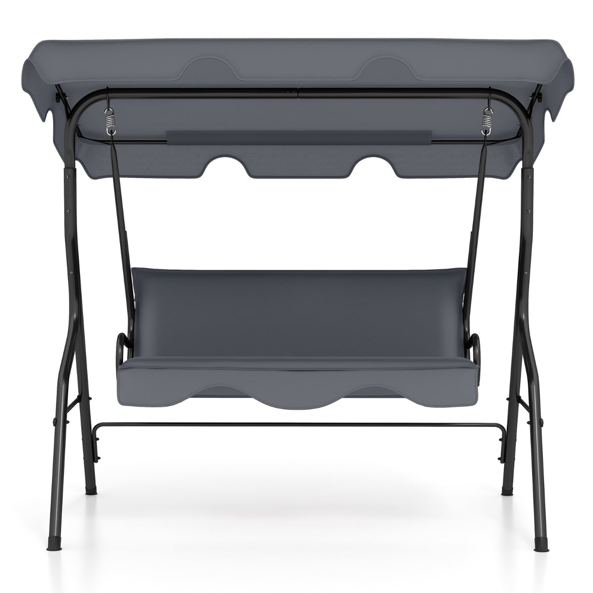 Garden Patio Metal Swing 3 Seater Lounger-Grey