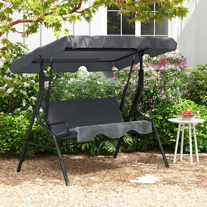 Garden Patio Metal Swing 3 Seater Lounger-Grey