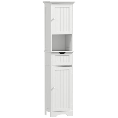 HOMCOM Slim Bathroom Storage Cabinet, with Sensor Lights - White
