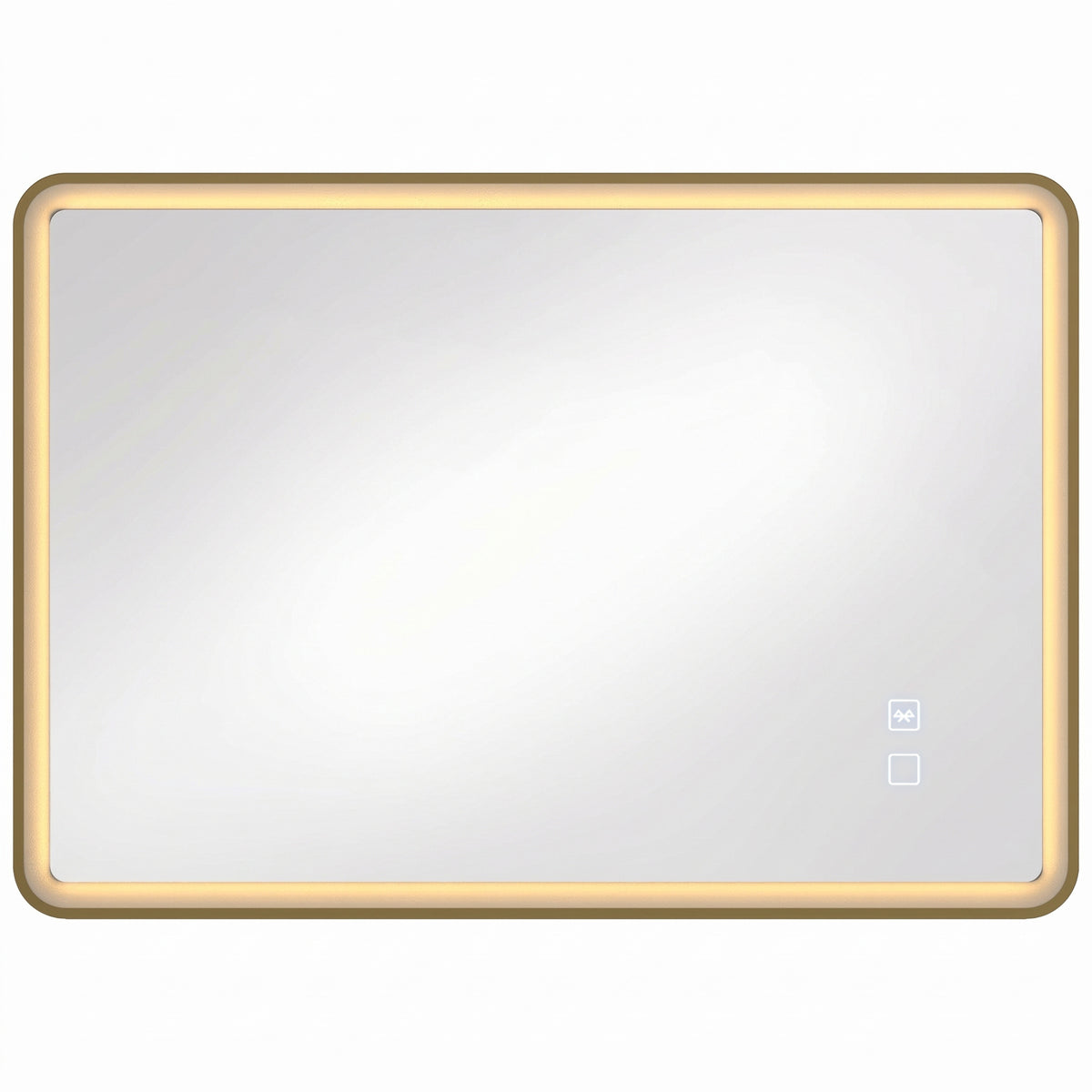 HOMCOM Bathroom Mirror with LED Lights, 100x70cm Rectangle Bathroom Mirror, Dimmable, Bluetooth, Anti-Fog, Gold Tone