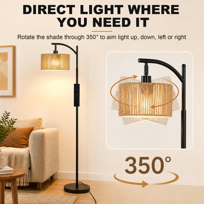HOMCOM LED Floor Lamp, 160 cm Modern Dimmable Standing Lamp with Adjustable Shade, Magnetic Remote, Black