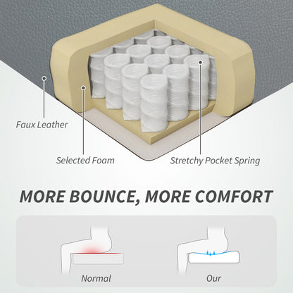 HOMCOM Faux Leather Reclining Office Chair, with Footrest - Grey