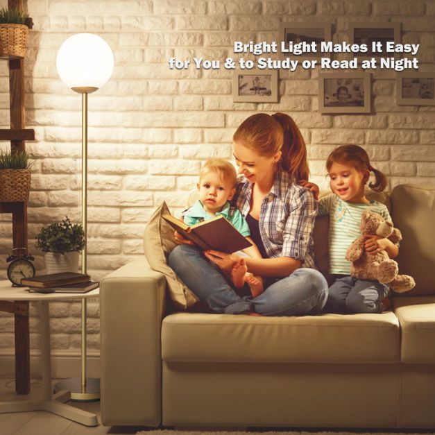 Globe Lamp Cover Floor Lamp with Acrylic Lampshade-Golden