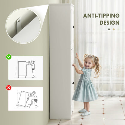 HOMCOM Tall Bathroom Storage Cabinet - White