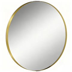 HOMCOM Round Wall Mirror 61 cm, Wall Mounted Bathroom Mirror with Tempered Safety Glass and Aluminium Alloy Frame, Gold Tone