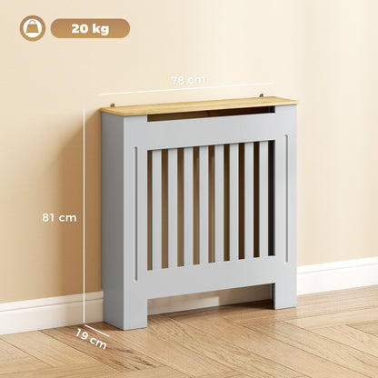HOMCOM Heater Cover, Radiator Cover Slatted Painted MDF Lined Grill Grey, 78L x 19W x 81H cm