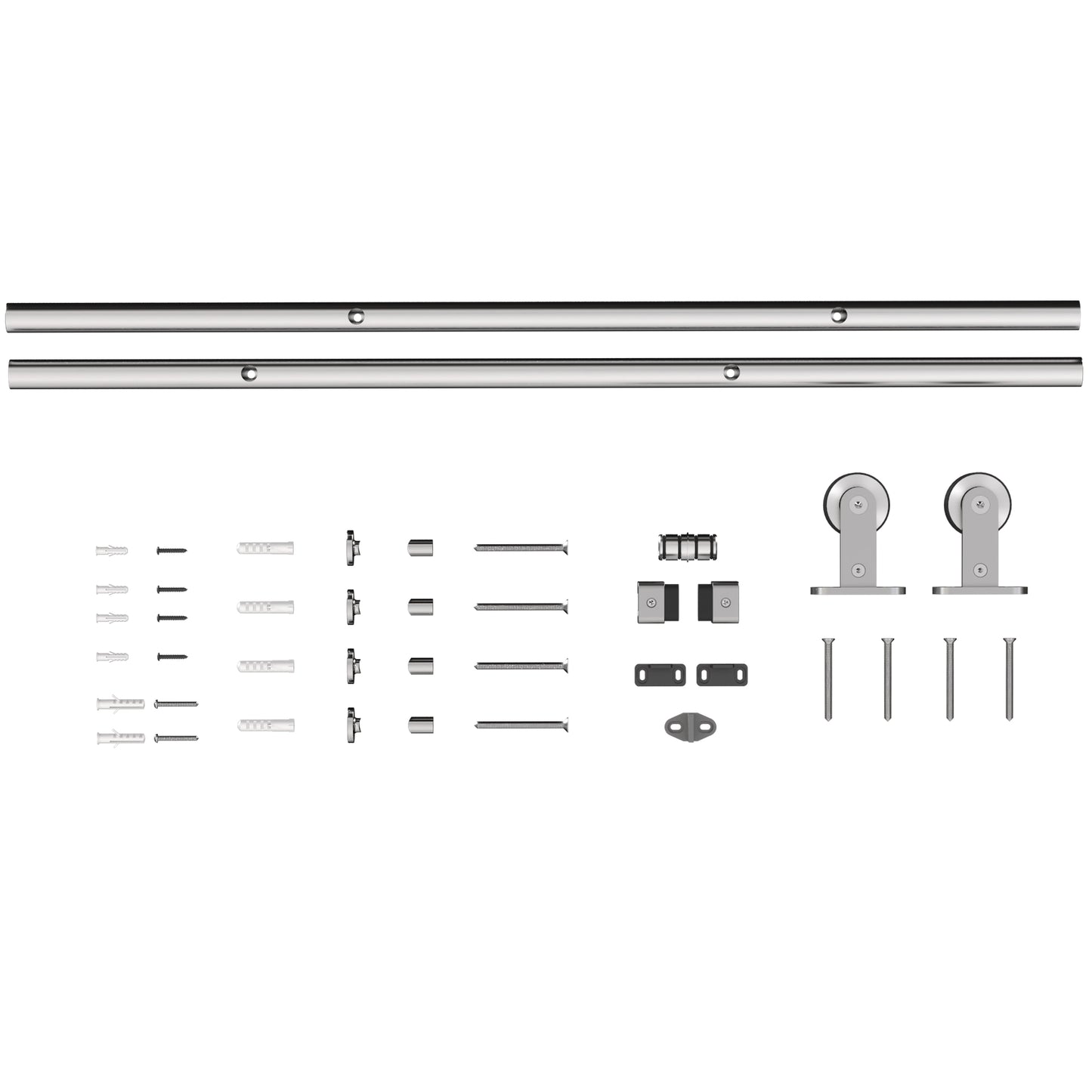 HOMCOM Sliding Door Hardware Kit Smooth Quiet 304 Stainless Steel for 200cm Track Sliver Tone