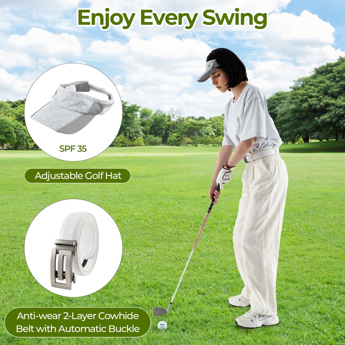 Complete Golf Accessories Set with Golf Balls Golf Tees Golf Towel Golf Belt and Golf Hat