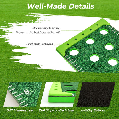 11 FT Putting Green Mat with 2 Adjustable Putters 6 Balls and 12 Hole Covers for Party