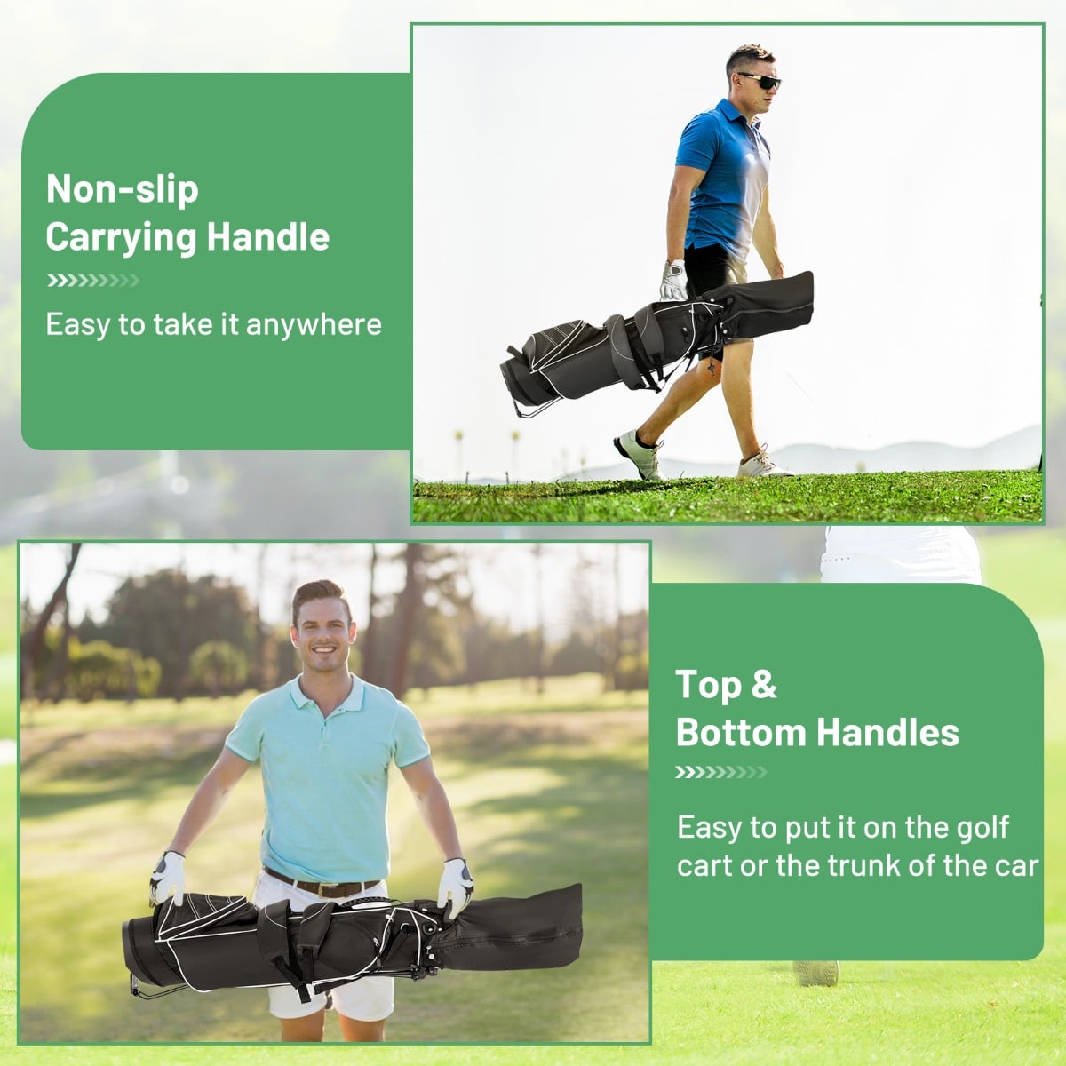 Golf Stand Bag with 4 Way Dividers-Black