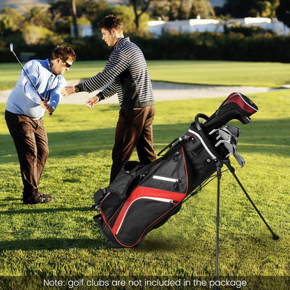 Golf Stand Bag wIth 14 Way Top Dividers 6 Pockets Cooler Bag Dual Strap and Rain Hood-Red