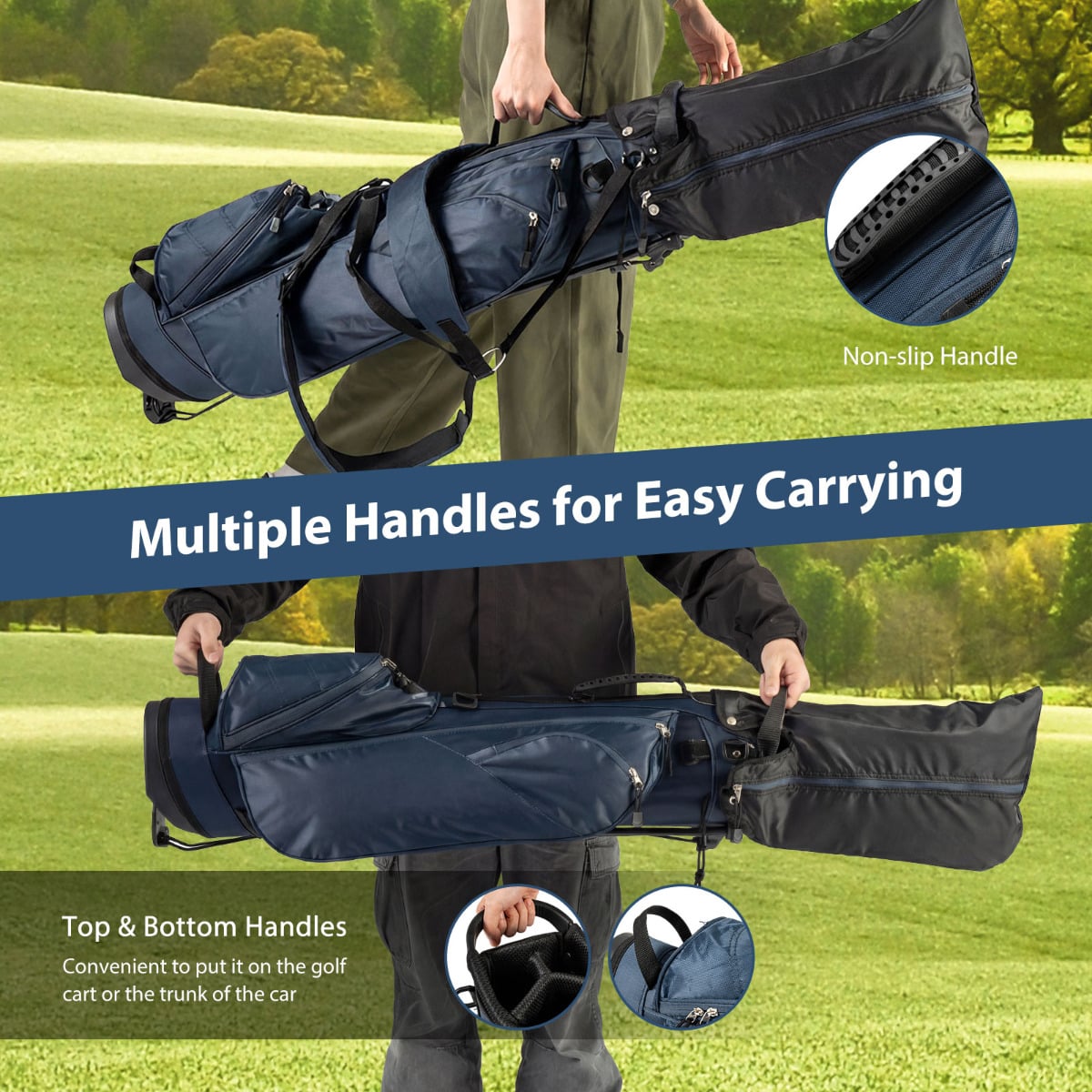 Golf Stand Bag with 4 Way Dividers-Blue