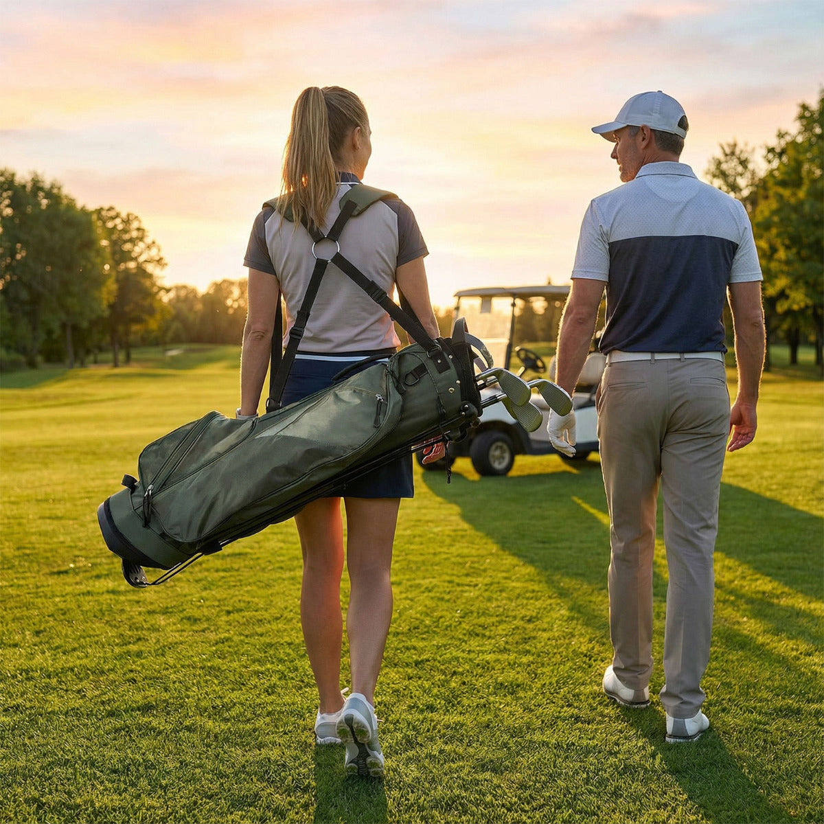 Golf Stand Bag with 4 Way Dividers-Dark Green