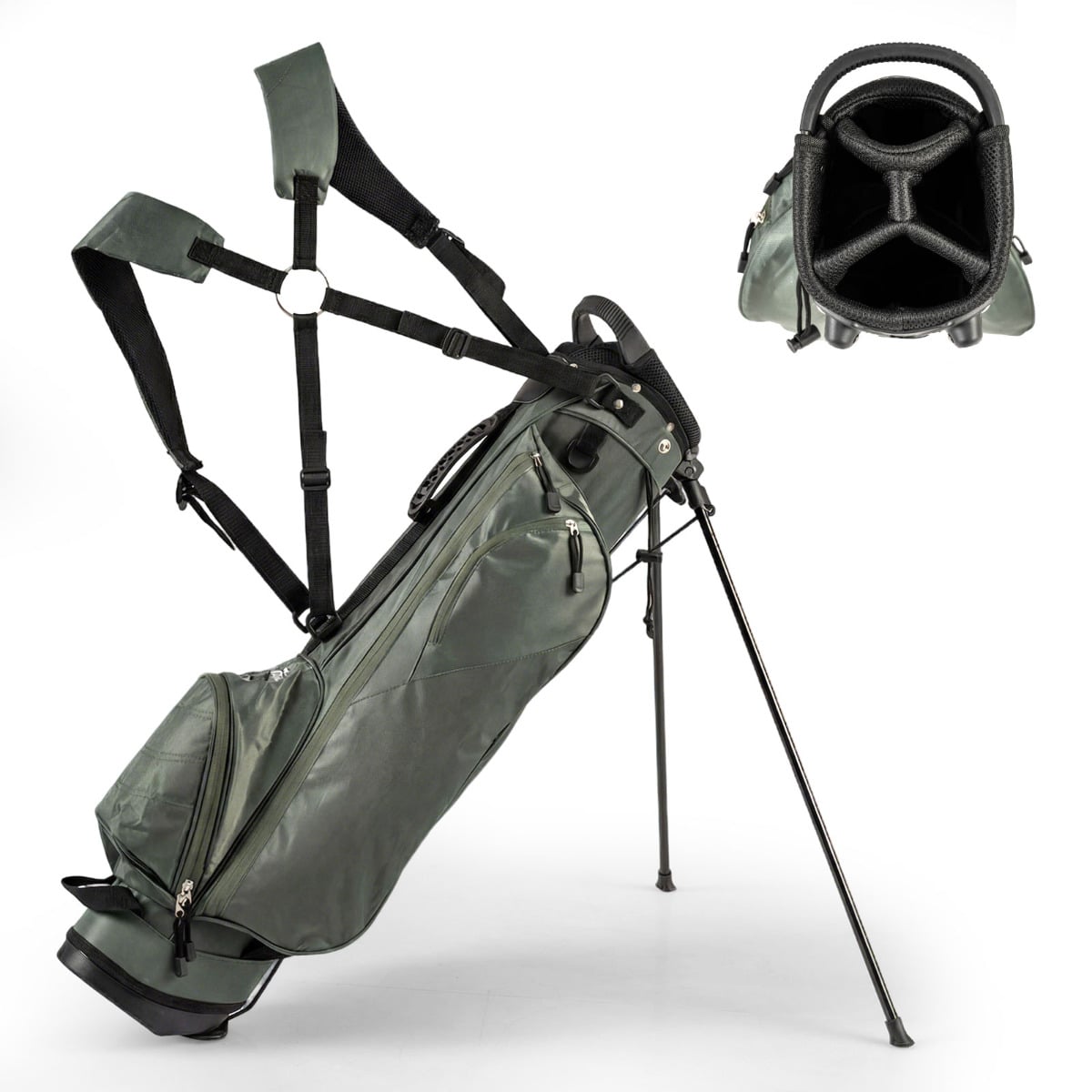 Golf Stand Bag with 4 Way Dividers-Dark Green