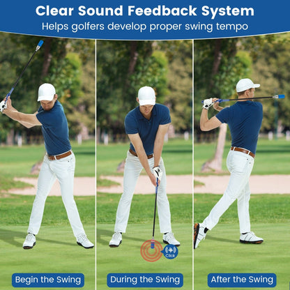 Golf Swing Trainer with Click Sound and Weight Golf Warm-up Practice Tool-Blue