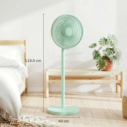 HOMCOM 40 cm Standing Fan, Cooling Floor Fan with 80 degrees Oscillating, Adjustable Tilt and Height, 4 Speed, Remote Control, Green