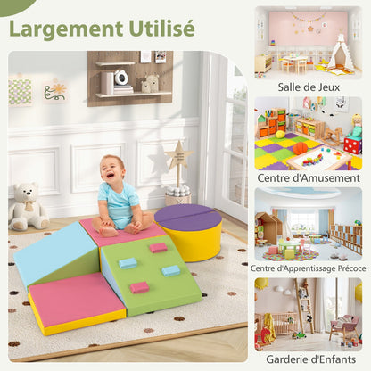 6 Pieces Foam Climbing Blocks with Hook and Loop Fasteners Activity Play Set for Climbing and Crawling Gift for 1 Year Old and Up Colorful
